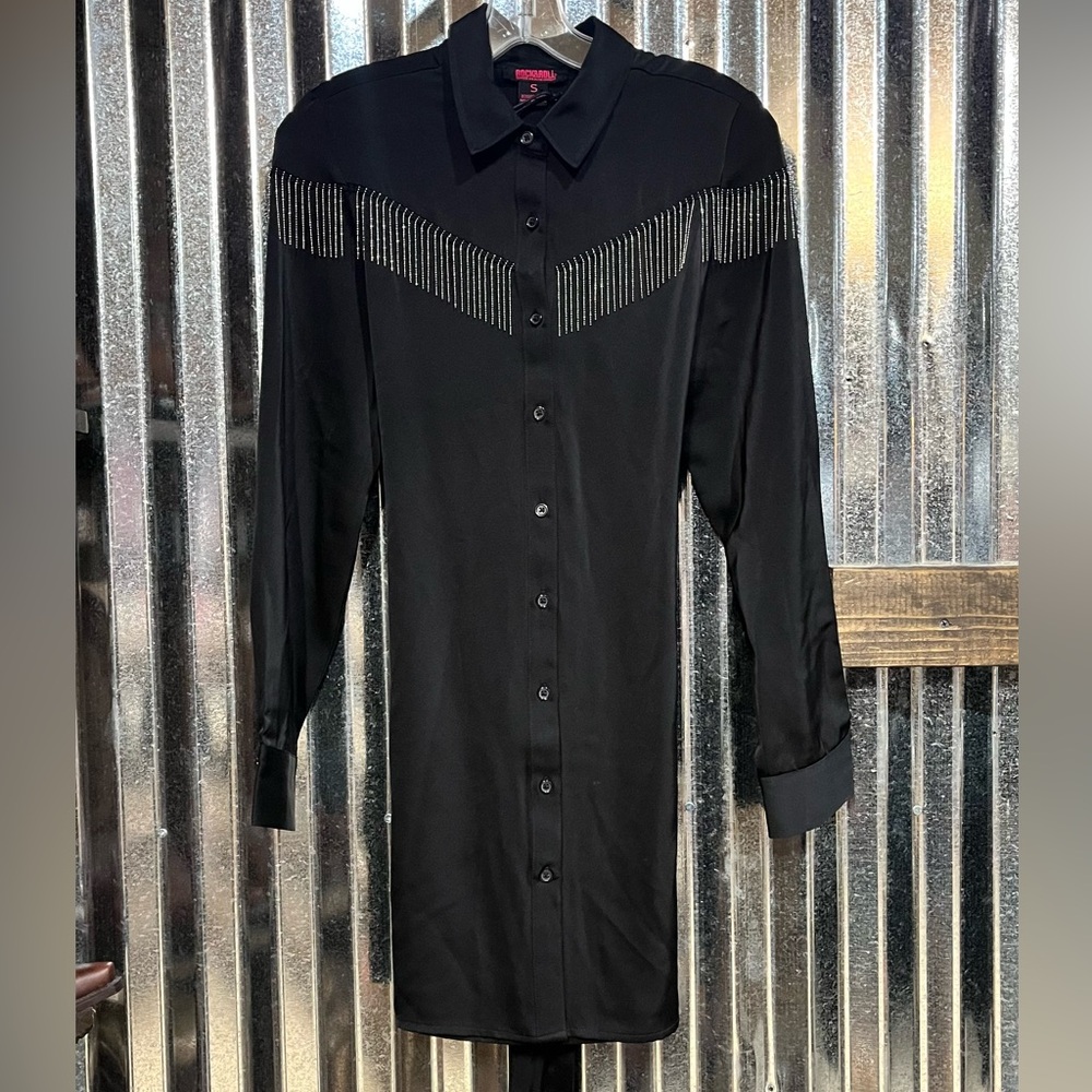 Black Womens Dress with Silver Accents